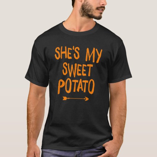 Matching Couple She's My Sweet Potato Thanksgiving T-shirt (Voorkant)