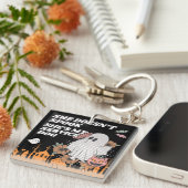 Matching doet geen spook & pompoen dienst hond sleutelhanger (Voorkant Rechts)