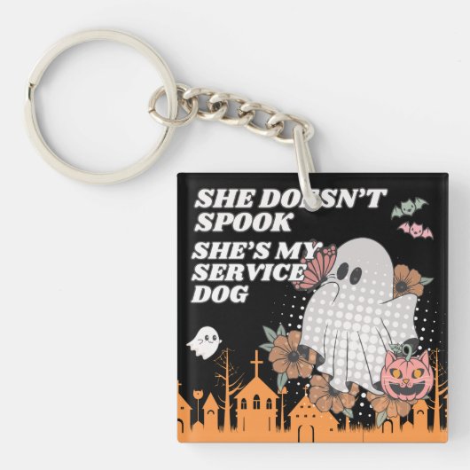 Matching doet geen spook & pompoen dienst hond sleutelhanger (voorkant)