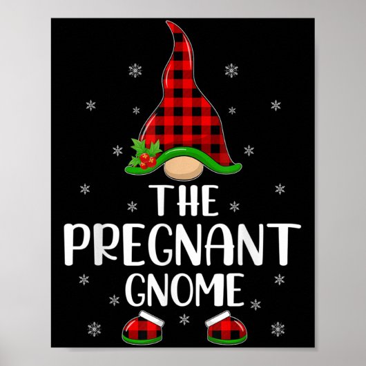 Matching Family Buffalo Plaid The Pregnant Gnome C Poster (Voorkant)