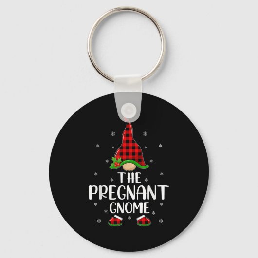 Matching Family Buffalo Plaid The Pregnant Gnome C Sleutelhanger (Voorkant)