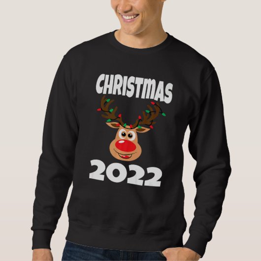 Matching Family Christmas 2022 Cute Reindeer Holid Trui (Voorkant)