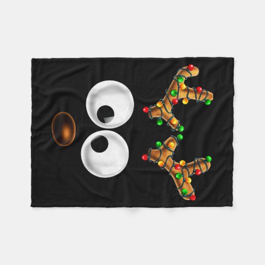 Matching Family Christmas Reindeer Face Christmas  Fleece Deken (Voorkant (Horizontaal))