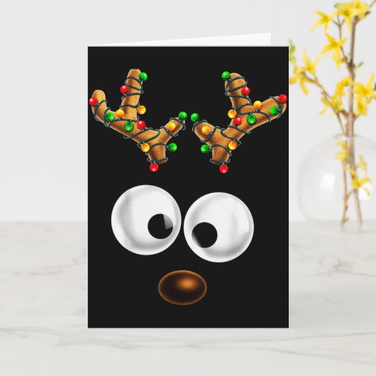 Matching Family Christmas Reindeer Face Christmas  Kaart (Gele Bloem)