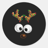 Matching Family Christmas Reindeer Face Christmas Ronde Sticker (Voorkant)
