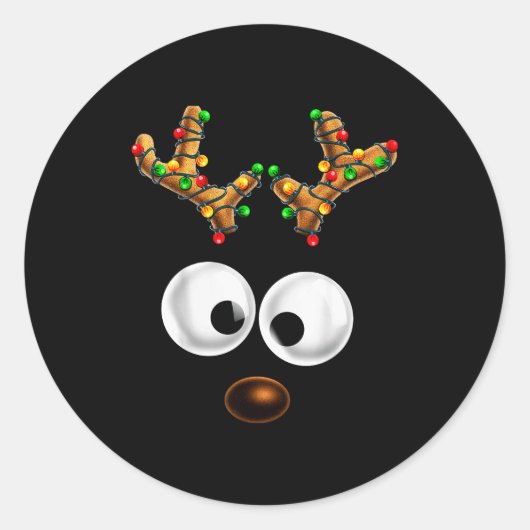 Matching Family Christmas Reindeer Face Christmas  Ronde Sticker (Voorkant)