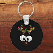 Matching Family Christmas Reindeer Face Christmas  Sleutelhanger (Voorkant)