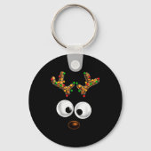 Matching Family Christmas Reindeer Face Christmas  Sleutelhanger (Voorkant)