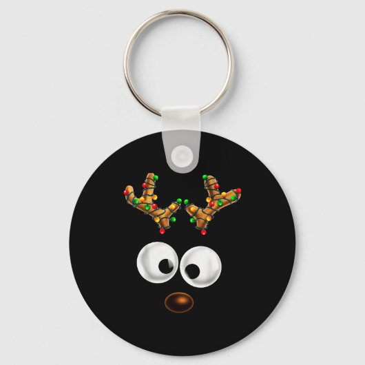Matching Family Christmas Reindeer Face Christmas  Sleutelhanger (Voorkant)