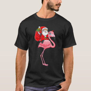 Matching Family Funny Santa Riding Flamingo Bird C T-shirt