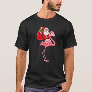 Matching Family Funny Santa Riding Flamingo Bird C T-shirt