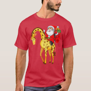 Matching Family Funny Santa Riding Giraffe Christm T-shirt