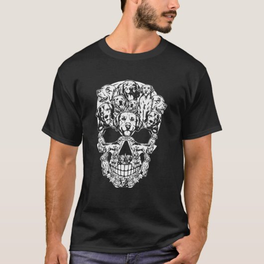 Matching Family Golden Retriever Dog Skull Costuum T-shirt (Voorkant)