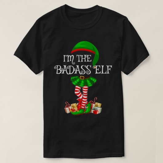 Matching Family Group Ik ben de Badass Elf Kerstmi T-shirt (Design voorkant)