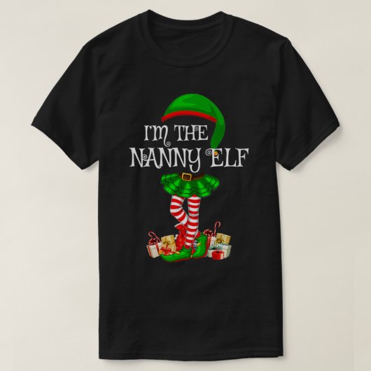 Matching Family Group Ik ben de nanny Elf Kerstmis T-shirt (Design voorkant)