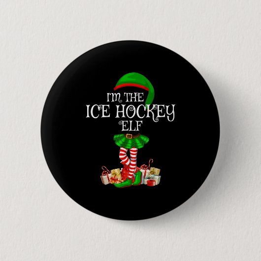 Matching Family Group I'm The Ice Hockey Elf Chris Ronde Button 5,7 Cm (Voorkant)