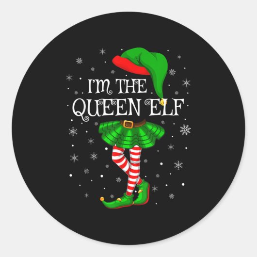 Matching Family Group I'm The Queen Elf Christmas  Ronde Sticker (Voorkant)