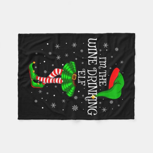 Matching Family Group I'm The Wine Drinking Elf Ch Fleece Deken (Voorkant (Horizontaal))