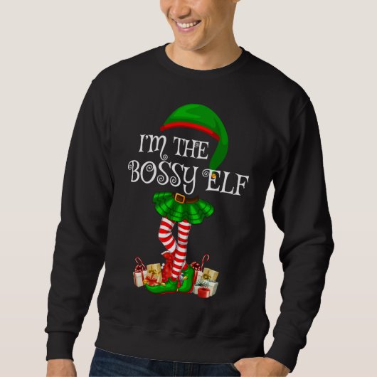 Matching Family I ben de Bossy Elf Kerstmis Trui (Voorkant)