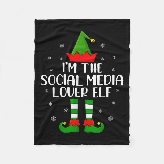 Matching Family I'm The Social Media Lover Elf Chr Fleece Deken (Voorkant)