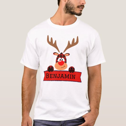 Matching Family Kerstbuffalo Play Reindeer T-shirt (Voorkant)