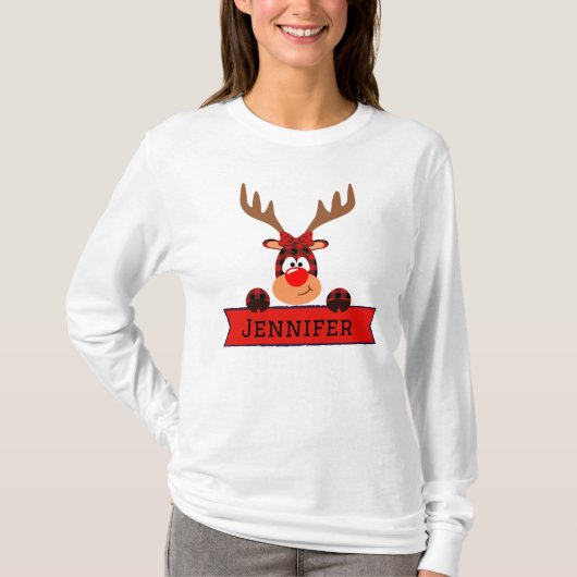 Matching Family Kerstbuffalo Play Reindeer T-shirt (Voorkant)