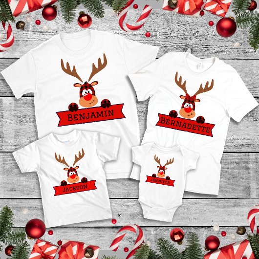 Matching Family Kerstbuffalo Play Reindeer T-shirt