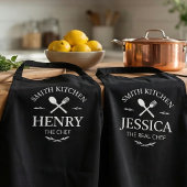 Matching Family Kitchen Aprons with Custom Names Schort