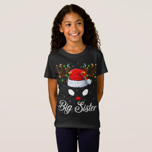 Matching Family Santa Hat Big Sister Reindeer Chri T-shirt (Voorkant volledig)