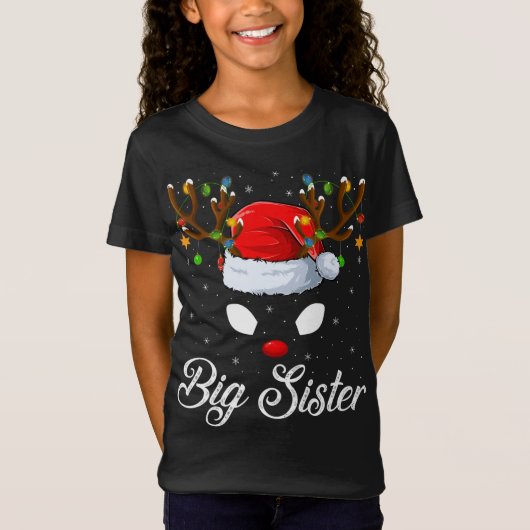 Matching Family Santa Hat Big Sister Reindeer Chri T-shirt (Voorkant)