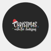 Matching Family String Lights Santa Hat Christmas Ronde Sticker (Voorkant)