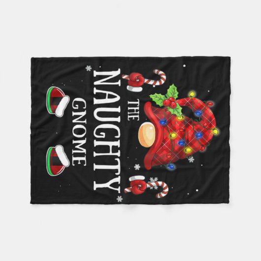 Matching Family The Naughty Gnome Christmas Group Fleece Deken (Voorkant (Horizontaal))