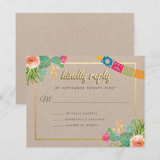 Matching Fiesta Wedding Invitations Kaart (Voorkant / Achterkant)