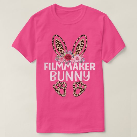 Matching Funny Leopard Print Bunny Filmmaker Easte T-shirt (Design voorkant)