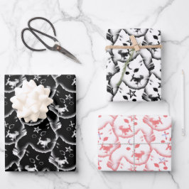 Matching Gothic Cute Kitten Pentagram Inpakpapier Vel