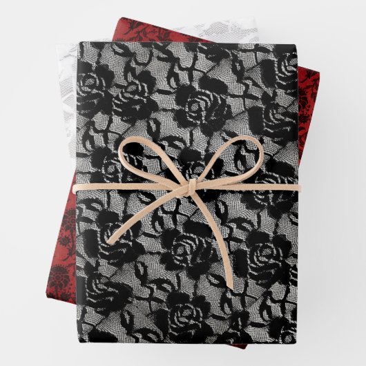 Matching Halloween Black Rozen Gothic White Lace R Inpakpapier Vel (In situ)