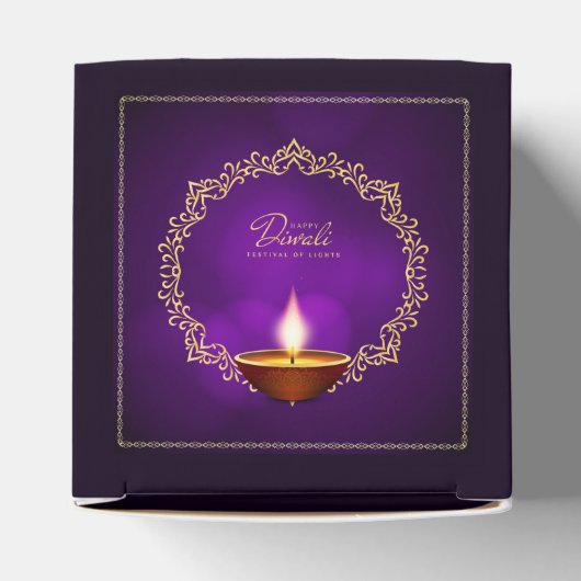 Matching Happy Diwali Paars Bedankdoosjes (Bovenkant)