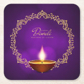 Matching Happy Diwali Paars Kartonnen Onderzetters (Voorkant)