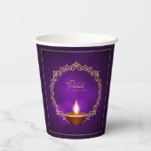 Matching Happy Diwali Paars Papieren Bekers (Achterkant)