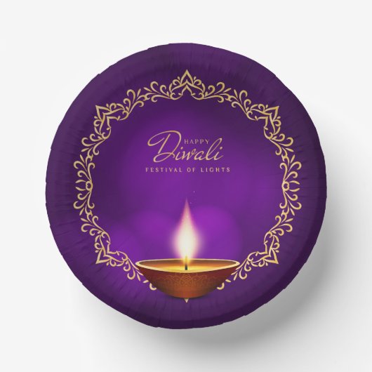 Matching Happy Diwali Paars Papieren Kommen (Voorkant)