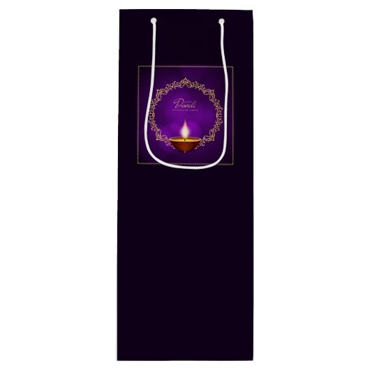 Matching Happy Diwali Paars Wijn Cadeautas (Voorkant)