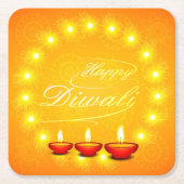 Matching Happy Diwali Yellow Kartonnen Onderzetters (Voorkant)