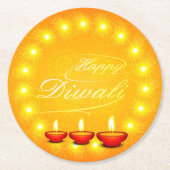 Matching Happy Diwali Yellow Ronde Kartonnen Onderzetter (Voorkant)