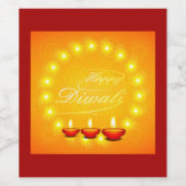 Matching Happy Diwali Yellow Wijn Etiket (Enkel label)