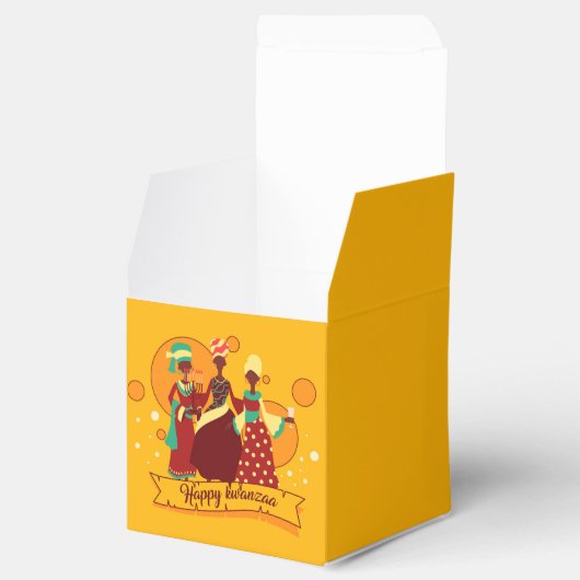 Matching Happy Kwanzaa 3 Dames geel Bedankdoosjes (Geopend)