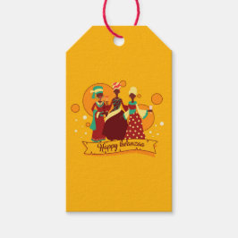 Matching Happy Kwanzaa 3 Dames geel Cadeaulabel