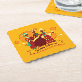 Matching Happy Kwanzaa 3 Dames geel Kartonnen Onderzetters