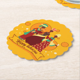 Matching Happy Kwanzaa 3 Dames geel Kartonnen Onderzetters