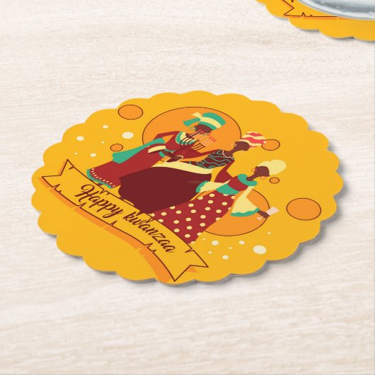 Matching Happy Kwanzaa 3 Dames geel Kartonnen Onderzetters (Gekanteld)