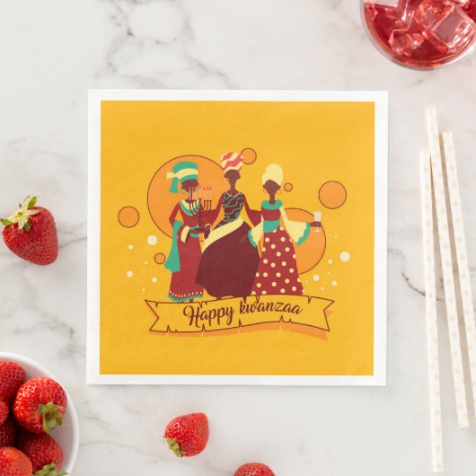 Matching Happy Kwanzaa 3 Dames geel Servet (Insitu)